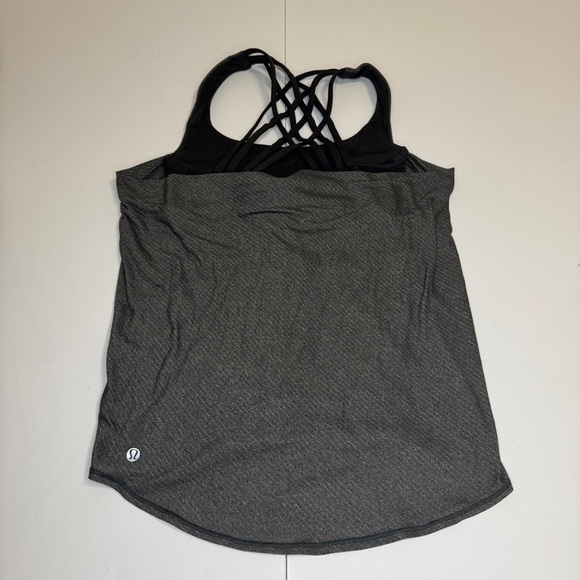 Lululemon Wild Tank Top Strappy Open Back Heathered Gray Black Size 2 - Picture 5 of 7